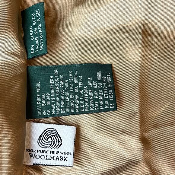 Lauren Ralph Lauren Women's Tan Wool Windowpane Check Blazer Size 12 Made in USA - Picture 10 of 10